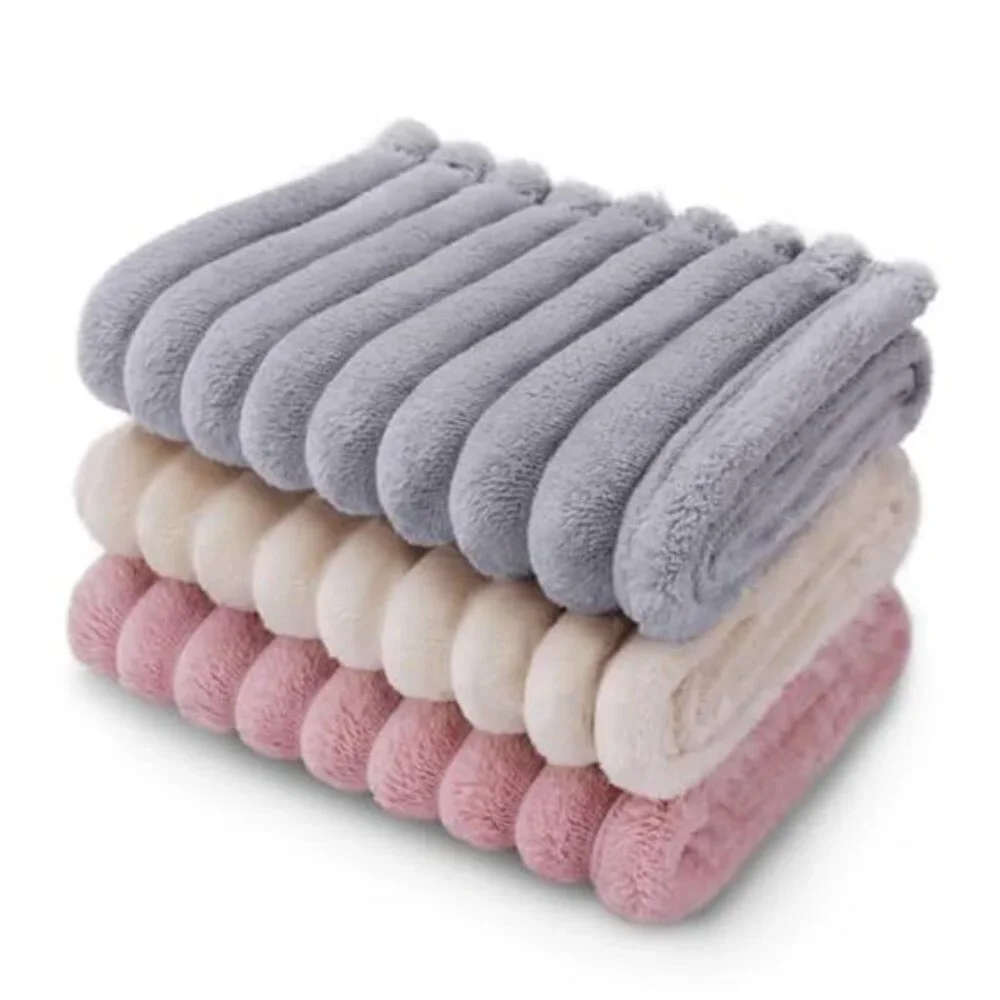 3 Lux Soft Dog Blankets Washable Warm Fleece 30x20 in